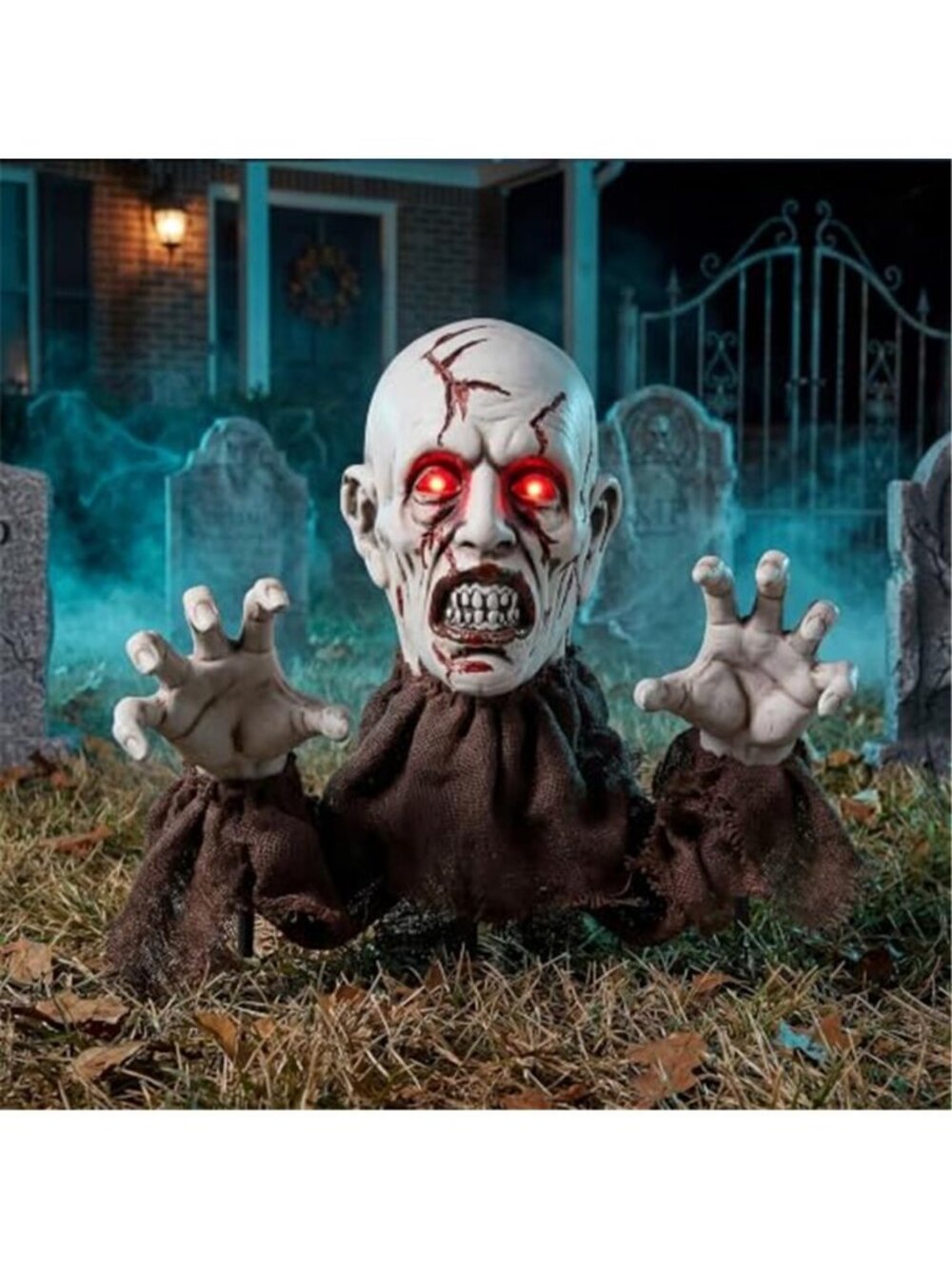 Halloween Zombie Stakes Decorations Outdoor, Realistic Zombie Head &